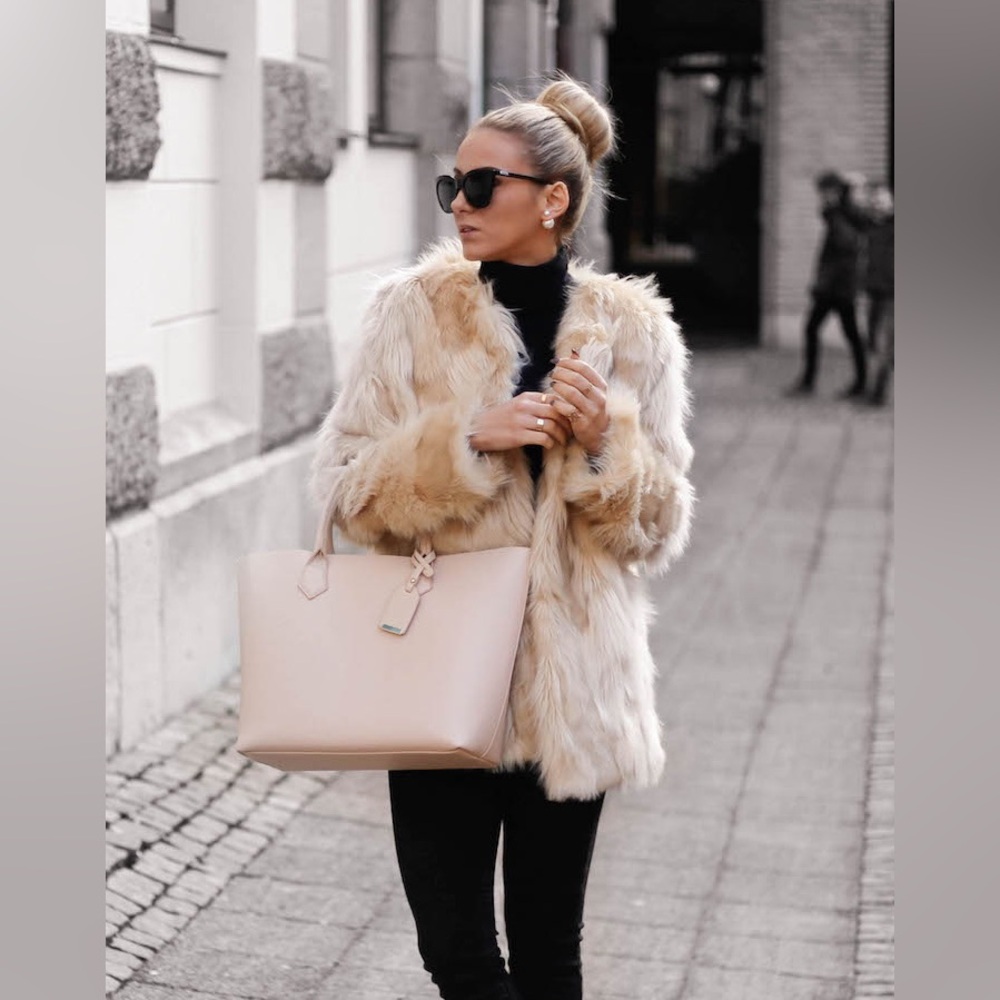 Express faux fur blonde mink coat